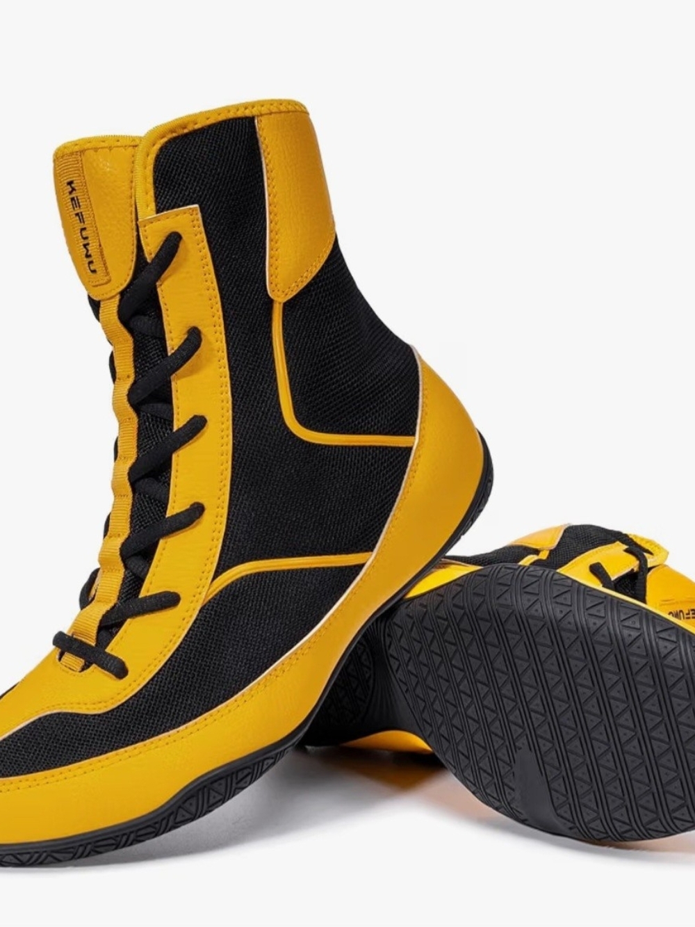 Men's Black & Yellow High-Top Athletic Shoes